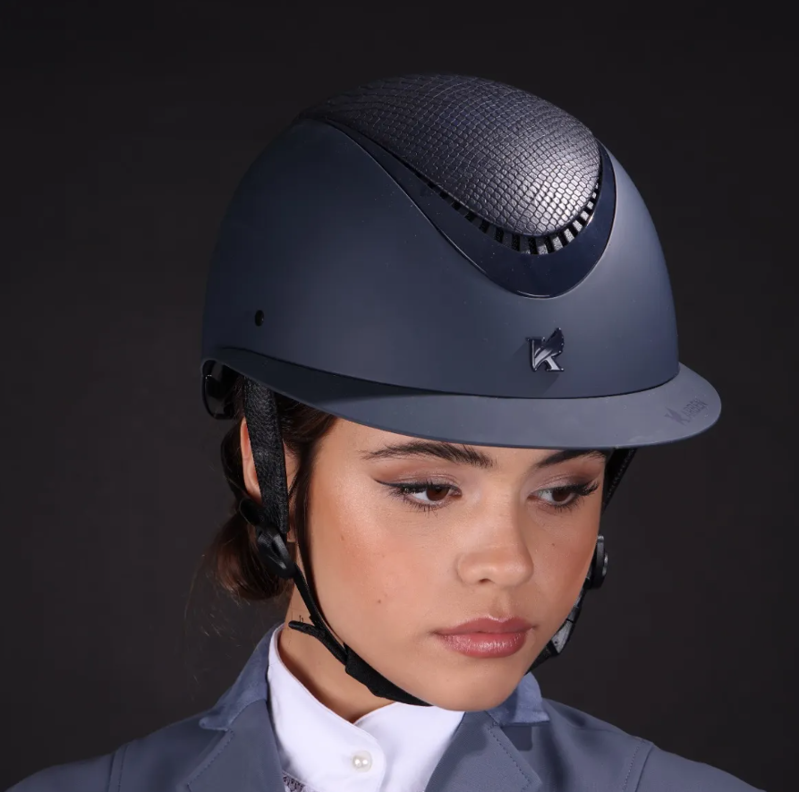 Karben Lorah Wide Peak Ellipse Riding Hat - Navy-1